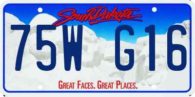 SD license plate 75WG16