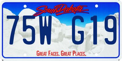 SD license plate 75WG19