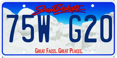 SD license plate 75WG20