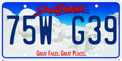 SD license plate 75WG39