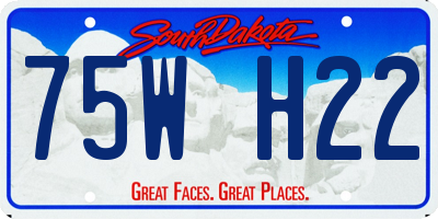 SD license plate 75WH22