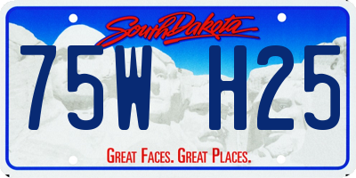 SD license plate 75WH25