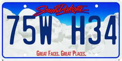 SD license plate 75WH34