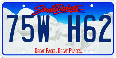 SD license plate 75WH62