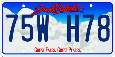 SD license plate 75WH78