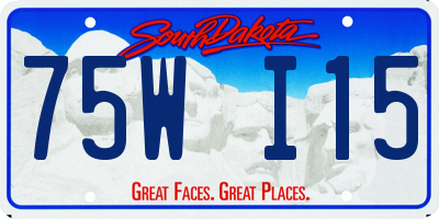 SD license plate 75WI15