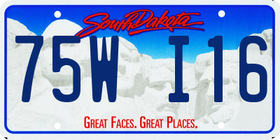 SD license plate 75WI16