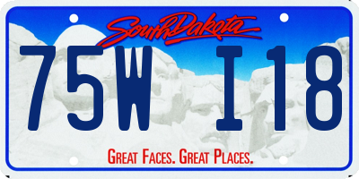 SD license plate 75WI18