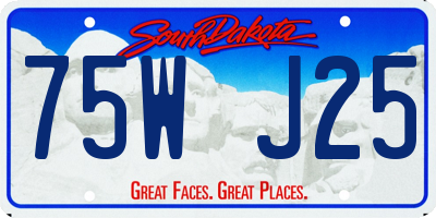 SD license plate 75WJ25