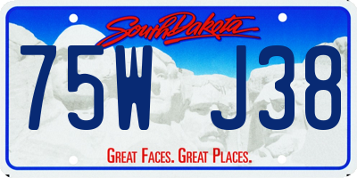 SD license plate 75WJ38