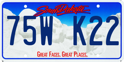 SD license plate 75WK22