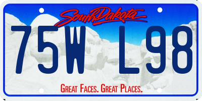 SD license plate 75WL98