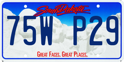 SD license plate 75WP29