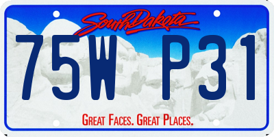 SD license plate 75WP31