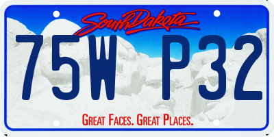 SD license plate 75WP32