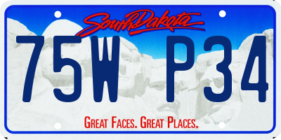 SD license plate 75WP34