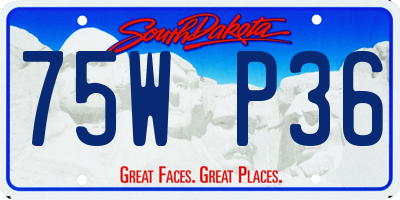 SD license plate 75WP36