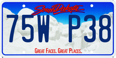 SD license plate 75WP38