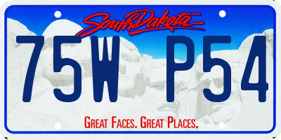 SD license plate 75WP54