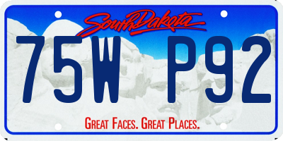 SD license plate 75WP92