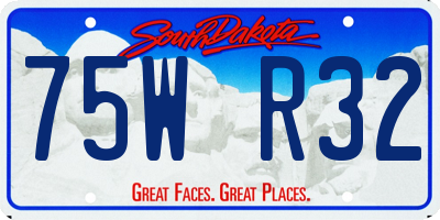 SD license plate 75WR32