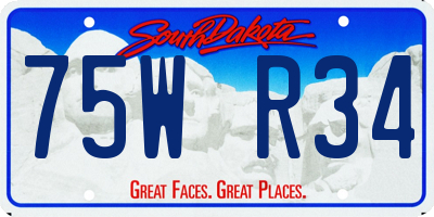 SD license plate 75WR34