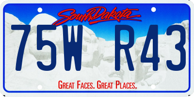 SD license plate 75WR43