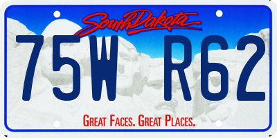 SD license plate 75WR62