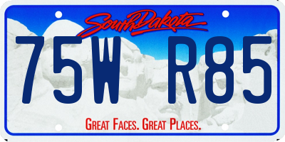 SD license plate 75WR85