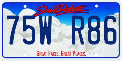 SD license plate 75WR86