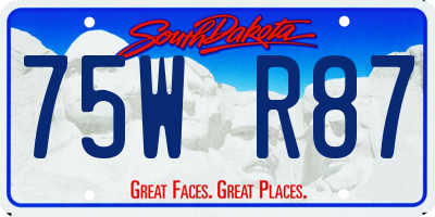 SD license plate 75WR87