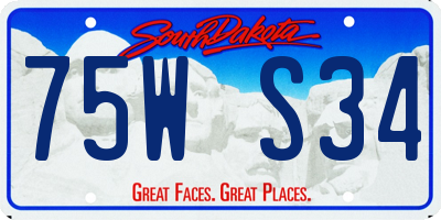SD license plate 75WS34