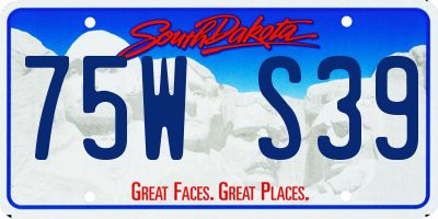 SD license plate 75WS39