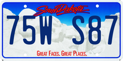 SD license plate 75WS87