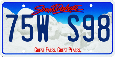 SD license plate 75WS98