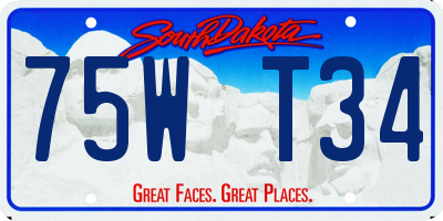 SD license plate 75WT34