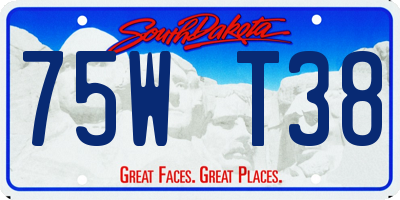 SD license plate 75WT38