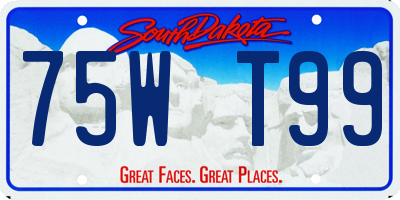SD license plate 75WT99