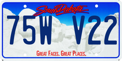 SD license plate 75WV22