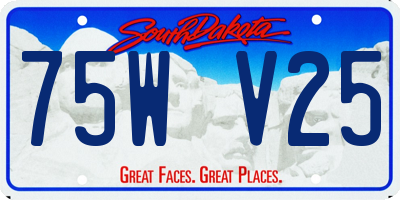 SD license plate 75WV25