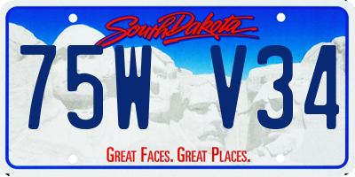 SD license plate 75WV34