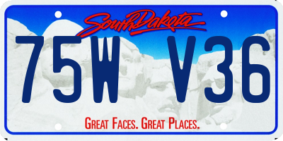 SD license plate 75WV36