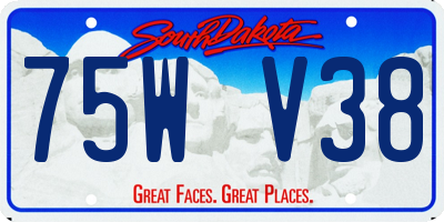 SD license plate 75WV38