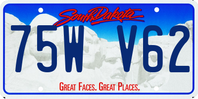 SD license plate 75WV62