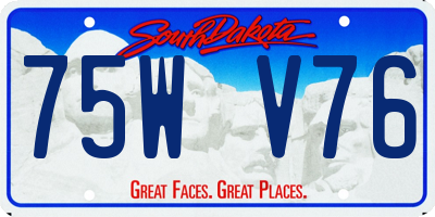 SD license plate 75WV76