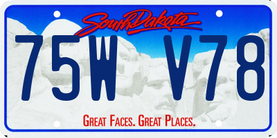 SD license plate 75WV78