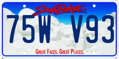 SD license plate 75WV93