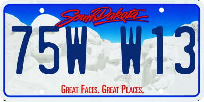 SD license plate 75WW13
