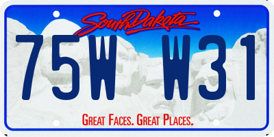 SD license plate 75WW31