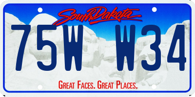SD license plate 75WW34